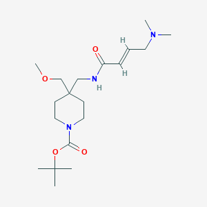 molecular formula C19H35N3O4 B2392412 Tert-butyl 4-[[[(E)-4-(dimethylamino)but-2-enoyl]amino]methyl]-4-(methoxymethyl)piperidine-1-carboxylate CAS No. 2411327-62-1