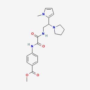 molecular formula C21H26N4O4 B2392440 methyl 4-(2-((2-(1-methyl-1H-pyrrol-2-yl)-2-(pyrrolidin-1-yl)ethyl)amino)-2-oxoacetamido)benzoate CAS No. 1049350-17-5