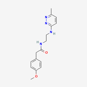 molecular formula C16H20N4O2 B2392460 2-(4-methoxyphenyl)-N-(2-((6-methylpyridazin-3-yl)amino)ethyl)acetamide CAS No. 1203116-60-2
