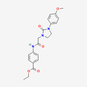 molecular formula C21H23N3O5 B2392482 Ethyl 4-(2-(3-(4-methoxyphenyl)-2-oxoimidazolidin-1-yl)acetamido)benzoate CAS No. 1327298-96-3