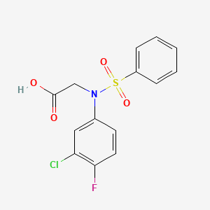 molecular formula C14H11ClFNO4S B2392501 N-(3-chloro-4-fluorophenyl)-N-(phenylsulfonyl)glycine CAS No. 838876-58-7