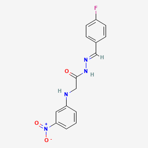 molecular formula C15H13FN4O3 B2392505 N'-[(4-fluorophenyl)methylene]-2-(3-nitroanilino)acetohydrazide CAS No. 301194-59-2