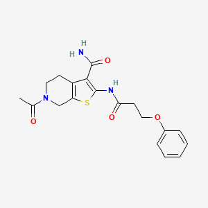 molecular formula C19H21N3O4S B2392516 6-acetyl-2-(3-phenoxypropanamido)-4H,5H,6H,7H-thieno[2,3-c]pyridine-3-carboxamide CAS No. 864927-76-4
