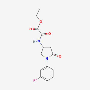 molecular formula C14H15FN2O4 B2392526 Ethyl 2-((1-(3-fluorophenyl)-5-oxopyrrolidin-3-yl)amino)-2-oxoacetate CAS No. 896291-76-2