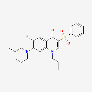 molecular formula C24H27FN2O3S B2392528 3-(benzenesulfonyl)-6-fluoro-7-(3-methylpiperidin-1-yl)-1-propyl-1,4-dihydroquinolin-4-one CAS No. 892758-86-0