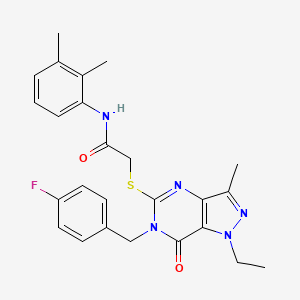 molecular formula C25H26FN5O2S B2392540 N-(2,3-dimethylphenyl)-2-((1-ethyl-6-(4-fluorobenzyl)-3-methyl-7-oxo-6,7-dihydro-1H-pyrazolo[4,3-d]pyrimidin-5-yl)thio)acetamide CAS No. 1358709-78-0