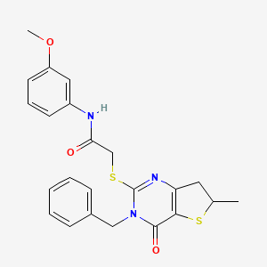 2-((3-benzyl-6-methyl-4-oxo-3,4,6,7-tetrahydrothieno[3,2-d]pyrimidin-2-yl)thio)-N-(3-methoxyphenyl)acetamide