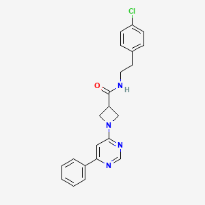 molecular formula C22H21ClN4O B2392551 N-[2-(4-chlorophenyl)ethyl]-1-(6-phenylpyrimidin-4-yl)azetidine-3-carboxamide CAS No. 2034476-19-0