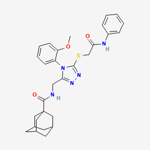 molecular formula C29H33N5O3S B2392565 N-{[4-(2-methoxyphenyl)-5-{[(phenylcarbamoyl)methyl]sulfanyl}-4H-1,2,4-triazol-3-yl]methyl}adamantane-1-carboxamide CAS No. 476440-23-0