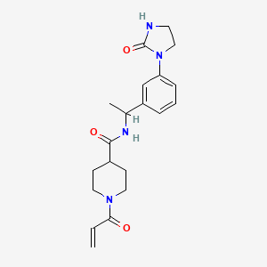 molecular formula C20H26N4O3 B2392580 N-[1-[3-(2-Oxoimidazolidin-1-yl)phenyl]ethyl]-1-prop-2-enoylpiperidine-4-carboxamide CAS No. 2361710-61-2