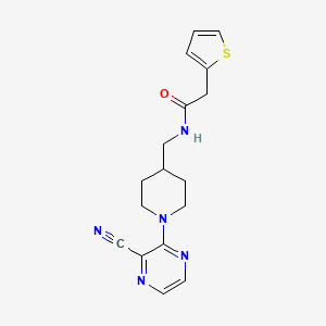 molecular formula C17H19N5OS B2392586 N-((1-(3-cyanopyrazin-2-yl)piperidin-4-yl)methyl)-2-(thiophen-2-yl)acetamide CAS No. 1797172-86-1