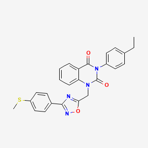 molecular formula C26H22N4O3S B2392588 3-(4-ethylphenyl)-1-((3-(4-(methylthio)phenyl)-1,2,4-oxadiazol-5-yl)methyl)quinazoline-2,4(1H,3H)-dione CAS No. 1358828-71-3