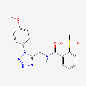 molecular formula C17H17N5O4S B2392596 N-((1-(4-methoxyphenyl)-1H-tetrazol-5-yl)methyl)-2-(methylsulfonyl)benzamide CAS No. 920476-31-9