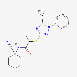 molecular formula C21H25N5OS B2392598 N-(1-cyanocyclohexyl)-2-[(5-cyclopropyl-1-phenyl-1,2,4-triazol-3-yl)sulfanyl]propanamide CAS No. 878214-85-8