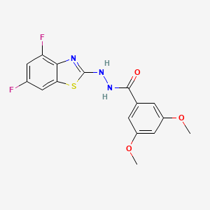 molecular formula C16H13F2N3O3S B2392606 N'-(4,6-difluoro-1,3-benzothiazol-2-yl)-3,5-dimethoxybenzohydrazide CAS No. 851988-22-2