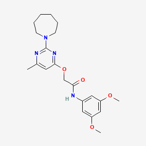 molecular formula C21H28N4O4 B2392626 2-{[2-(azepan-1-yl)-6-methylpyrimidin-4-yl]oxy}-N-(3,5-dimethoxyphenyl)acetamide CAS No. 1029763-80-1