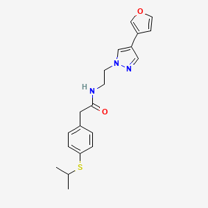 molecular formula C20H23N3O2S B2392644 N-(2-(4-(furan-3-yl)-1H-pyrazol-1-yl)ethyl)-2-(4-(isopropylthio)phenyl)acetamide CAS No. 2034288-43-0