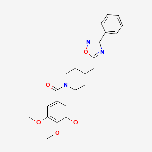 molecular formula C24H27N3O5 B2392720 4-[(3-Phenyl-1,2,4-oxadiazol-5-yl)methyl]-1-(3,4,5-trimethoxybenzoyl)piperidine CAS No. 1775399-37-5