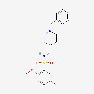 molecular formula C21H28N2O3S B2392739 N-((1-benzylpiperidin-4-yl)methyl)-2-methoxy-5-methylbenzenesulfonamide CAS No. 953260-98-5