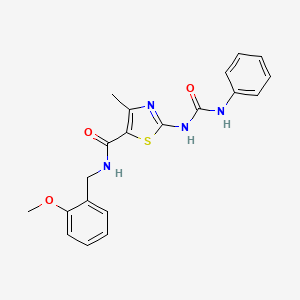 molecular formula C20H20N4O3S B2392748 N-(2-methoxybenzyl)-4-methyl-2-(3-phenylureido)thiazole-5-carboxamide CAS No. 941916-05-8