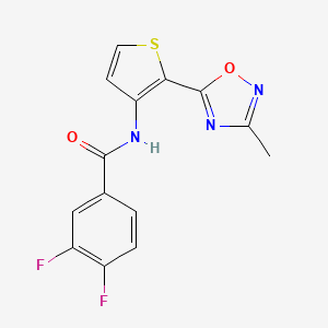 molecular formula C14H9F2N3O2S B2392751 3,4-difluoro-N-[2-(3-methyl-1,2,4-oxadiazol-5-yl)thiophen-3-yl]benzamide CAS No. 1797067-35-6