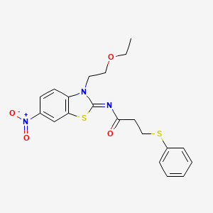 molecular formula C20H21N3O4S2 B2392758 (Z)-N-(3-(2-ethoxyethyl)-6-nitrobenzo[d]thiazol-2(3H)-ylidene)-3-(phenylthio)propanamide CAS No. 865174-46-5