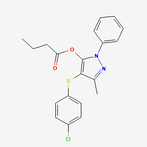 molecular formula C20H19ClN2O2S B2392792 [4-(4-Chlorophenyl)sulfanyl-5-methyl-2-phenylpyrazol-3-yl] butanoate CAS No. 851126-54-0