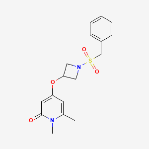 molecular formula C17H20N2O4S B2392794 4-((1-(benzylsulfonyl)azetidin-3-yl)oxy)-1,6-dimethylpyridin-2(1H)-one CAS No. 1904201-23-5