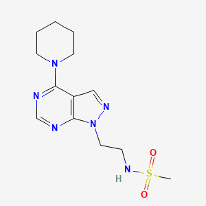molecular formula C13H20N6O2S B2392809 N-(2-(4-(piperidin-1-yl)-1H-pyrazolo[3,4-d]pyrimidin-1-yl)ethyl)methanesulfonamide CAS No. 1210778-53-2