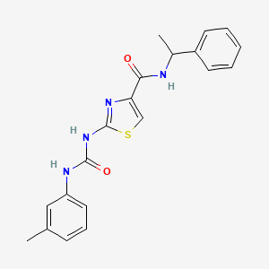 molecular formula C20H20N4O2S B2392813 N-(1-phenylethyl)-2-(3-(m-tolyl)ureido)thiazole-4-carboxamide CAS No. 955661-37-7