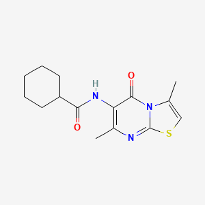 molecular formula C15H19N3O2S B2392814 N-(3,7-dimethyl-5-oxo-5H-thiazolo[3,2-a]pyrimidin-6-yl)cyclohexanecarboxamide CAS No. 946222-77-1
