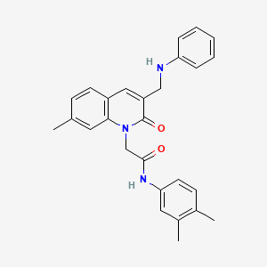 molecular formula C27H27N3O2 B2392835 N-(3,4-dimethylphenyl)-2-{7-methyl-2-oxo-3-[(phenylamino)methyl]-1,2-dihydroquinolin-1-yl}acetamide CAS No. 932307-87-4
