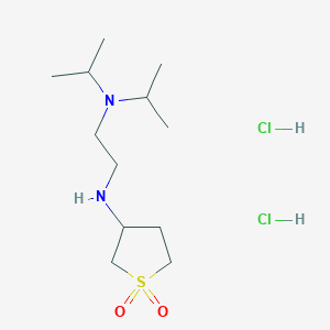 molecular formula C12H28Cl2N2O2S B2392860 3-({2-[Bis(propan-2-yl)amino]ethyl}amino)-1lambda6-thiolane-1,1-dione dihydrochloride CAS No. 1052540-44-9