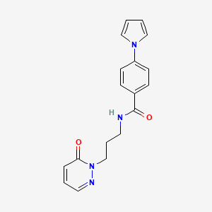 molecular formula C18H18N4O2 B2392873 N-(3-(6-oxopyridazin-1(6H)-yl)propyl)-4-(1H-pyrrol-1-yl)benzamide CAS No. 1211421-49-6