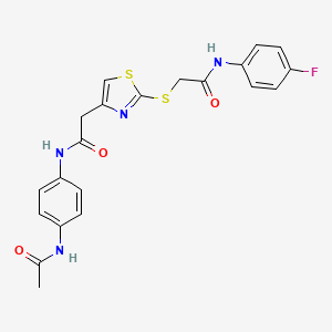 N-(4-acetamidophenyl)-2-(2-((2-((4-fluorophenyl)amino)-2-oxoethyl)thio)thiazol-4-yl)acetamide