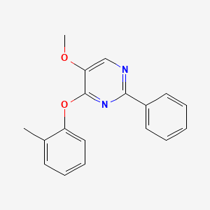 molecular formula C18H16N2O2 B2392924 5-Methoxy-4-(2-methylphenoxy)-2-phenylpyrimidine CAS No. 478029-67-3