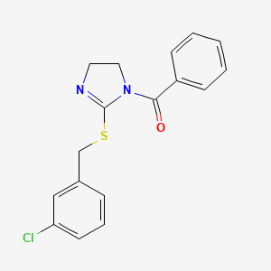 molecular formula C17H15ClN2OS B2392925 1-benzoyl-2-{[(3-chlorophenyl)methyl]sulfanyl}-4,5-dihydro-1H-imidazole CAS No. 851808-01-0