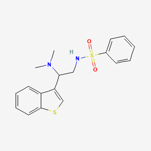 molecular formula C18H20N2O2S2 B2392932 N-[2-(1-benzothiophen-3-yl)-2-(dimethylamino)ethyl]benzenesulfonamide CAS No. 2034391-33-6