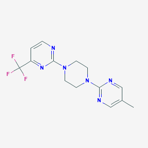 molecular formula C14H15F3N6 B2392949 2-[4-(5-Methylpyrimidin-2-yl)piperazin-1-yl]-4-(trifluoromethyl)pyrimidine CAS No. 2415464-31-0