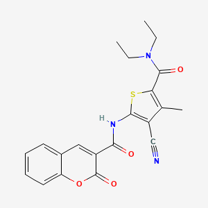 molecular formula C21H19N3O4S B2392986 N-[3-cyano-5-(diethylcarbamoyl)-4-methylthiophen-2-yl]-2-oxo-2H-chromene-3-carboxamide CAS No. 420096-77-1