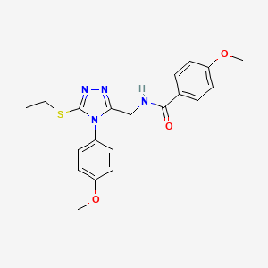 molecular formula C20H22N4O3S B2392992 N-((5-(ethylthio)-4-(4-methoxyphenyl)-4H-1,2,4-triazol-3-yl)methyl)-4-methoxybenzamide CAS No. 476431-64-8