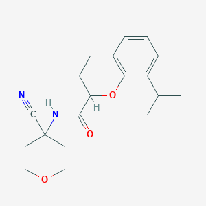 molecular formula C19H26N2O3 B2392996 N-(4-Cyanooxan-4-yl)-2-(2-propan-2-ylphenoxy)butanamide CAS No. 1465401-98-2