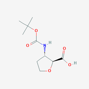 molecular formula C10H17NO5 B2393020 (2S,3S)-3-(tert-butoxycarbonylamino)tetrahydrofuran-2-carboxylic acid CAS No. 1801627-58-6