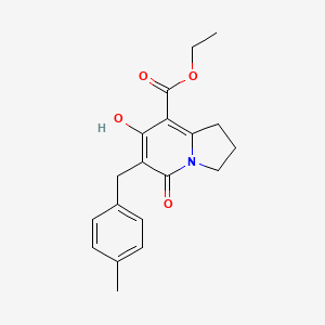 molecular formula C19H21NO4 B2393032 Ethyl 7-hydroxy-6-(4-methylbenzyl)-5-oxo-1,2,3,5-tetrahydroindolizine-8-carboxylate CAS No. 1984073-38-2