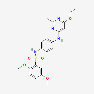 molecular formula C21H24N4O5S B2393043 N-(4-((6-ethoxy-2-methylpyrimidin-4-yl)amino)phenyl)-2,5-dimethoxybenzenesulfonamide CAS No. 946356-71-4