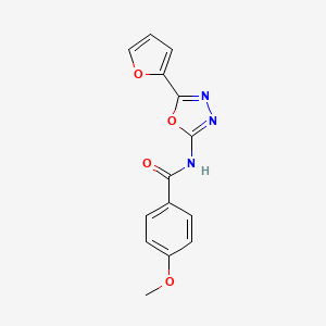 molecular formula C14H11N3O4 B2393047 N-[5-(furan-2-yl)-1,3,4-oxadiazol-2-yl]-4-methoxybenzamide CAS No. 851095-19-7
