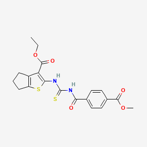 molecular formula C20H20N2O5S2 B2393088 ETHYL 2-[({[4-(METHOXYCARBONYL)PHENYL]FORMAMIDO}METHANETHIOYL)AMINO]-4H,5H,6H-CYCLOPENTA[B]THIOPHENE-3-CARBOXYLATE CAS No. 477508-79-5