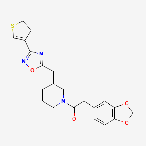 2-(Benzo[d][1,3]dioxol-5-yl)-1-(3-((3-(thiophen-3-yl)-1,2,4-oxadiazol-5-yl)methyl)piperidin-1-yl)ethanone
