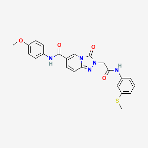 molecular formula C23H21N5O4S B2393123 N-(4-methoxyphenyl)-2-({[3-(methylsulfanyl)phenyl]carbamoyl}methyl)-3-oxo-2H,3H-[1,2,4]triazolo[4,3-a]pyridine-6-carboxamide CAS No. 1251617-34-1