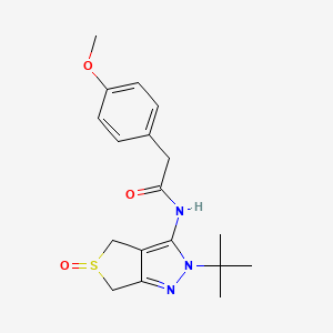 molecular formula C18H23N3O3S B2393144 N-(2-tert-butyl-5-oxo-4,6-dihydrothieno[3,4-c]pyrazol-3-yl)-2-(4-methoxyphenyl)acetamide CAS No. 958716-70-6